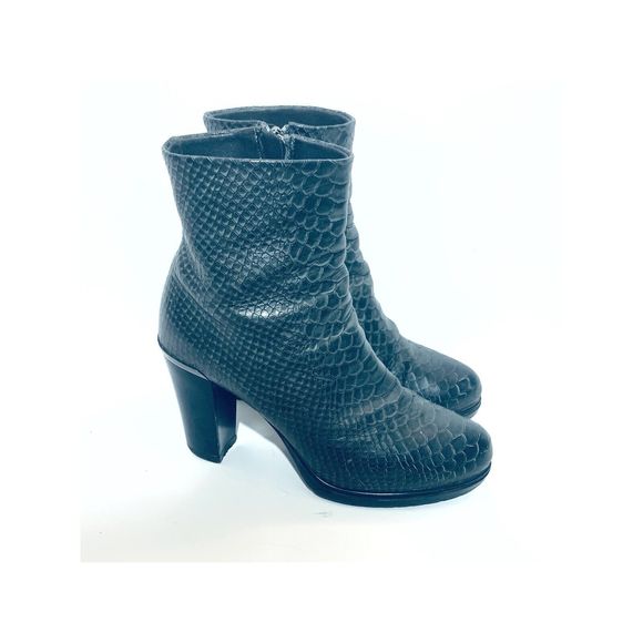 Loriblu 7 Gray Bootie Embossed Animalier Platform Heel EU 37 $545 - Picture 3 of 5